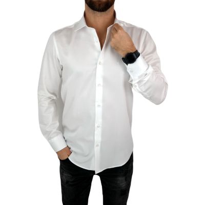 DANIEL BESSI Koszula męska fb005 biała, gładka IRON | Sklep GriShop.eu | Koszule