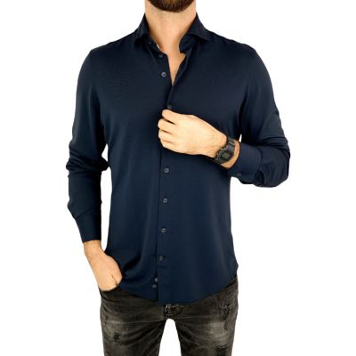 R2 AMSTERDAM Koszula męska 010 granatowa, elastyczna | Sklep GriShop.eu | Koszule