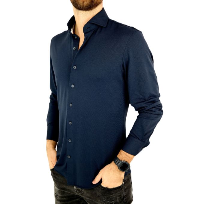 R2 AMSTERDAM Koszula męska 010 granatowa, elastyczna | Sklep GriShop.eu | Koszule