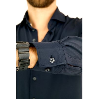 R2 AMSTERDAM Koszula męska 010 granatowa, elastyczna | Sklep GriShop.eu | Koszule