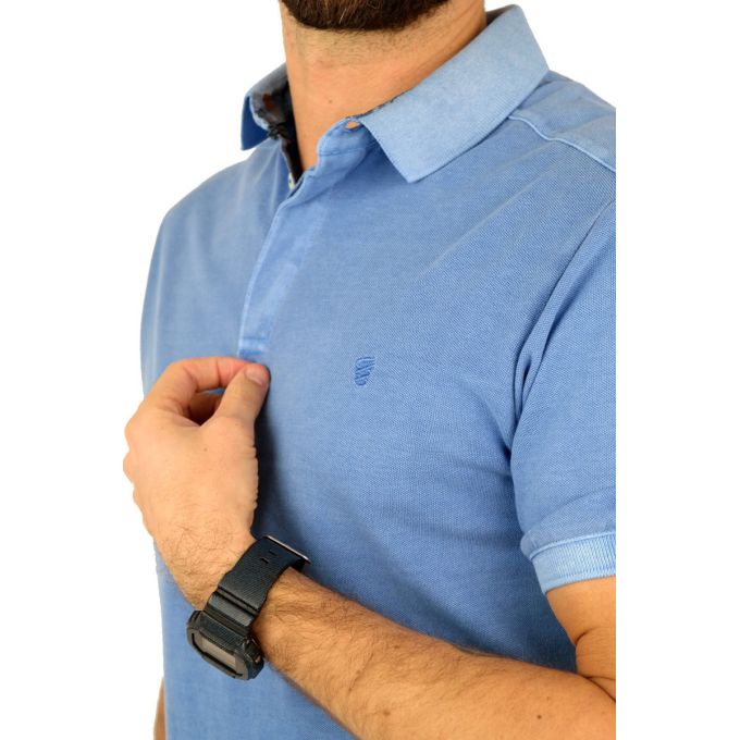 R2 AMSTERDAM T-shirt polo męski TRA2 niebieski, gładki | Sklep GriShop.eu | Koszulki