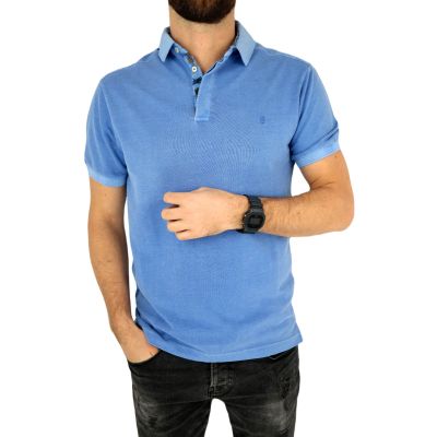 R2 AMSTERDAM T-shirt polo męski TRA2 niebieski, gładki | Sklep GriShop.eu | Koszulki