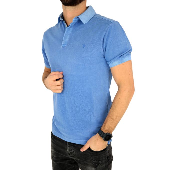 R2 AMSTERDAM T-shirt polo męski TRA2 niebieski, gładki | Sklep GriShop.eu | Koszulki