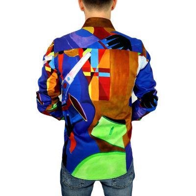 GIOVANNI PERA Koszula męska GP301 saksofon, kolorowa, muzyczna | Sklep GriShop.eu | Koszule