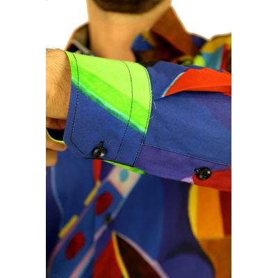 GIOVANNI PERA Koszula męska GP301 saksofon, kolorowa, muzyczna | Sklep GriShop.eu | Koszule