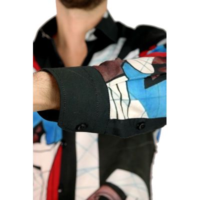 GIOVANNI PERA Koszula męska GP305 kolorowa, twarze | Sklep GriShop.eu | Koszule