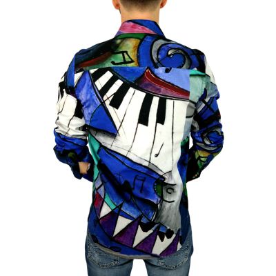 GIOVANNI PERA Koszula męska GP309 kolorowa, pianino, klawisze, muzyczna | Sklep GriShop.eu | Koszule