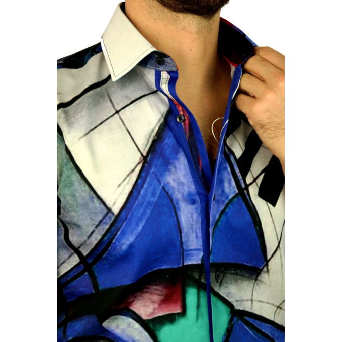 GIOVANNI PERA Koszula męska GP309 kolorowa, pianino, klawisze, muzyczna | Sklep GriShop.eu | Koszule