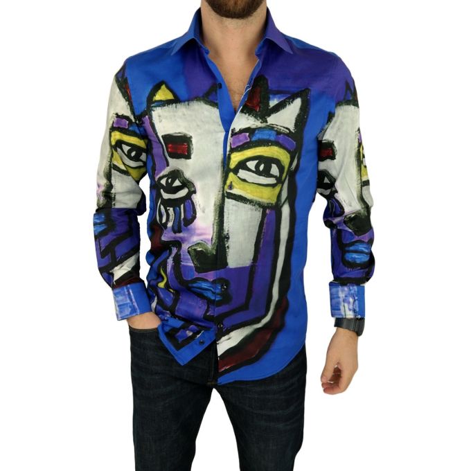 GIOVANNI PERA Koszula męska GP330 niebieska, twarz, kolorowa | Sklep GriShop.eu | Koszule