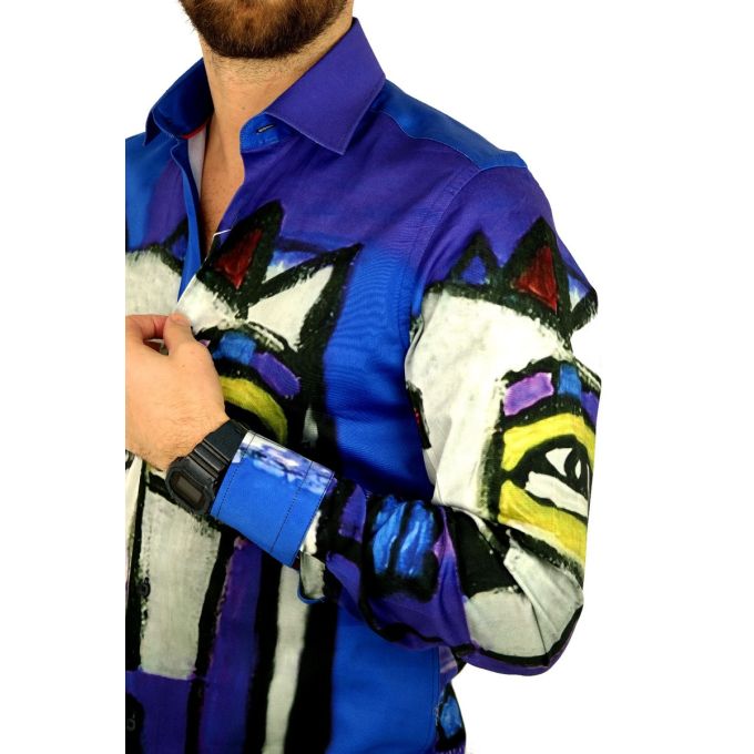 GIOVANNI PERA Koszula męska GP330 niebieska, twarz, kolorowa | Sklep GriShop.eu | Koszule