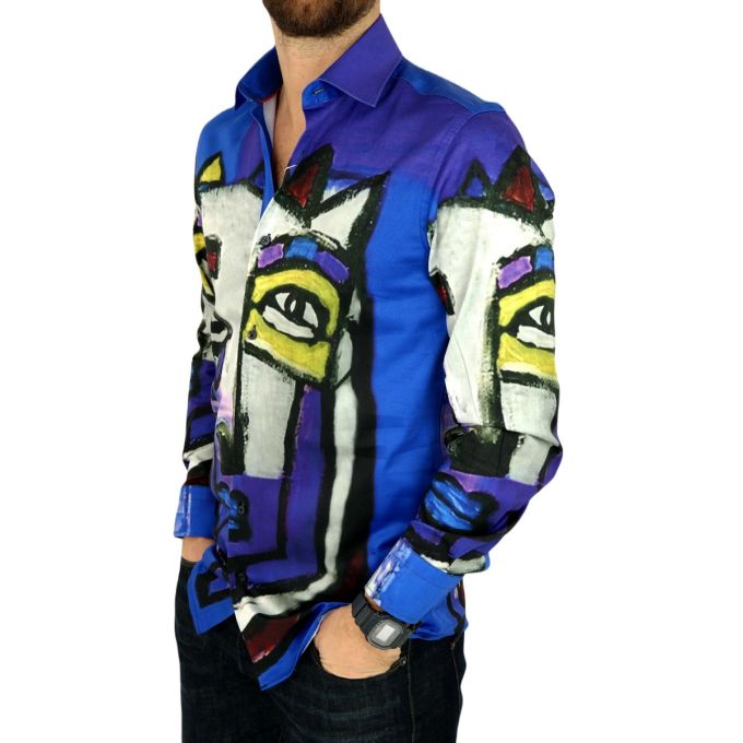 GIOVANNI PERA Koszula męska GP330 niebieska, twarz, kolorowa | Sklep GriShop.eu | Koszule