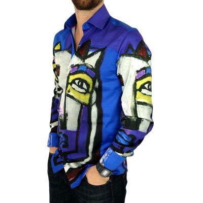 GIOVANNI PERA Koszula męska GP330 niebieska, twarz, kolorowa | Sklep GriShop.eu | Koszule