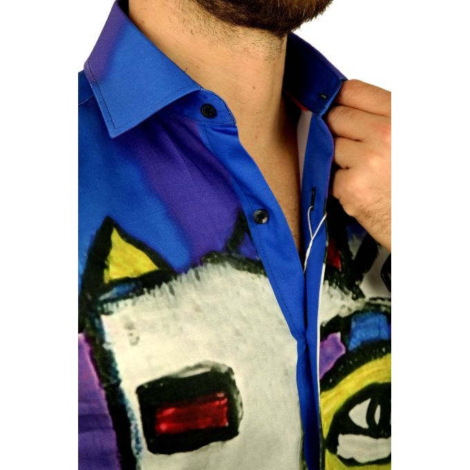 GIOVANNI PERA Koszula męska GP330 niebieska, twarz, kolorowa | Sklep GriShop.eu | Koszule