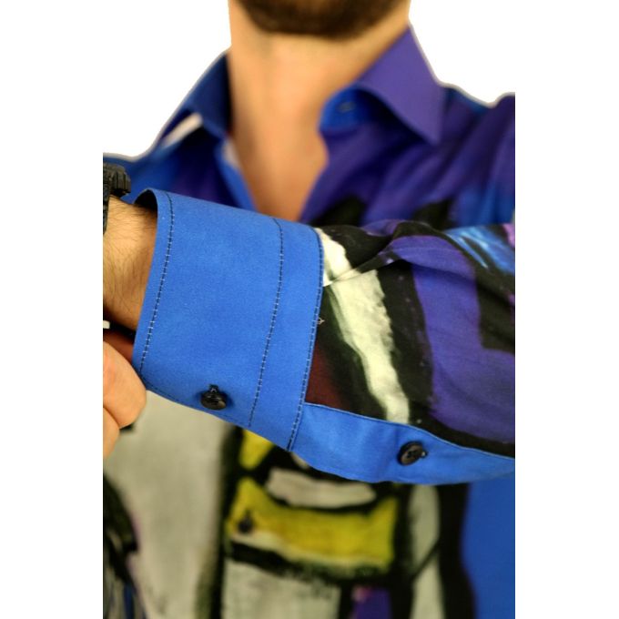 GIOVANNI PERA Koszula męska GP330 niebieska, twarz, kolorowa | Sklep GriShop.eu | Koszule