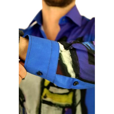 GIOVANNI PERA Koszula męska GP330 niebieska, twarz, kolorowa | Sklep GriShop.eu | Koszule