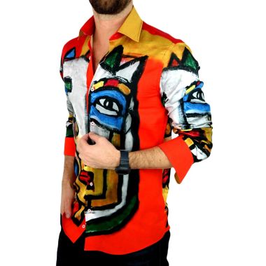 GIOVANNI PERA Koszula męska GP328 kolorowa, twarz, oczy | Sklep GriShop.eu | Koszule 2