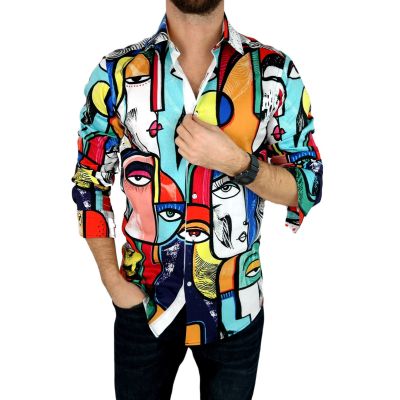 GIOVANNI PERA Koszula męska GP312 kolorowa, twarze, oczy | Sklep GriShop.eu | Koszule