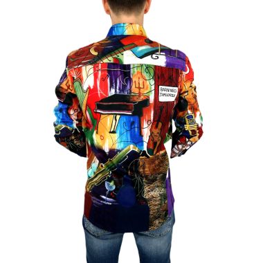 GIOVANNI PERA Koszula męska GP314 kolorowa, muzyczna, saksofon, trąbka, fortepian i inne | Sklep GriShop.eu | Koszule 2