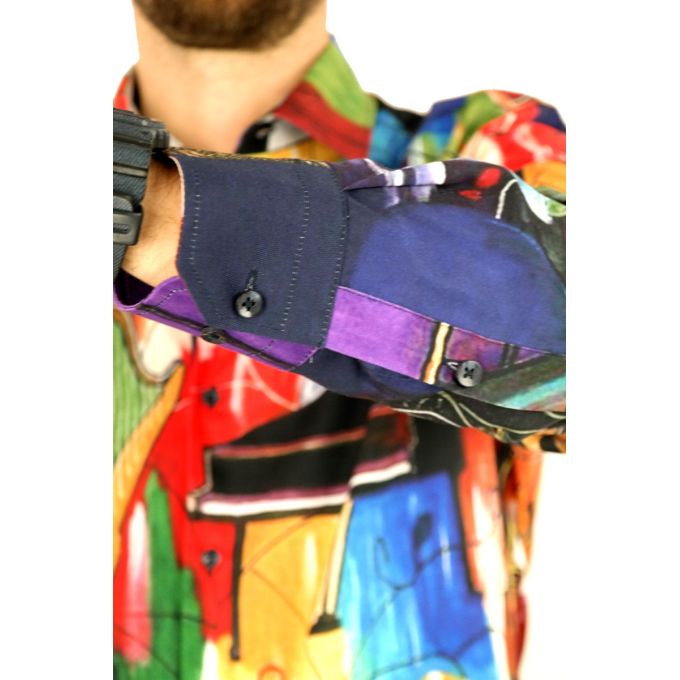 GIOVANNI PERA Koszula męska GP314 kolorowa, muzyczna, saksofon, trąbka, fortepian i inne | Sklep GriShop.eu | Koszule