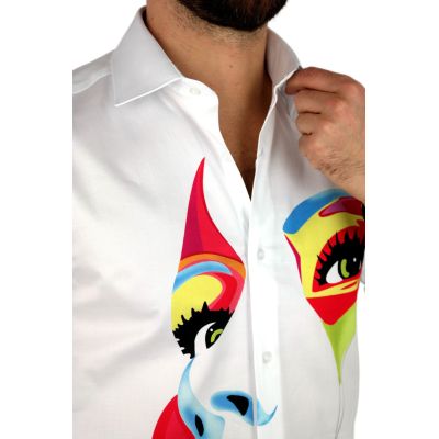 GIOVANNI PERA Koszula męska GP321 biała, kolorowa twarz | Sklep GriShop.eu | Koszule