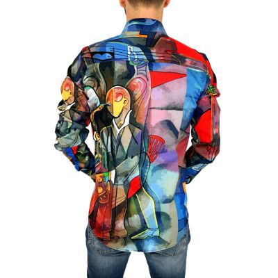 GIOVANNI PERA Koszula męska GP327 kolorowa, muzyczna, saksofon i inne | Sklep GriShop.eu | Koszule