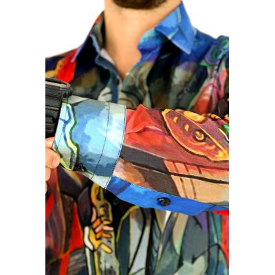 GIOVANNI PERA Koszula męska GP327 kolorowa, muzyczna, saksofon i inne | Sklep GriShop.eu | Koszule