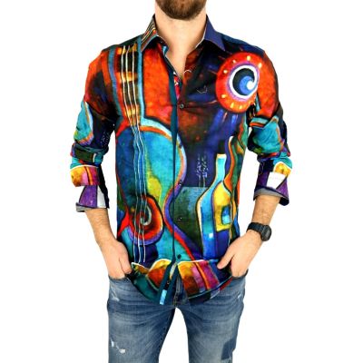 GIOVANNI PERA Koszula męska GP325 kolorowa, muzyczna, oko | Sklep GriShop.eu | Koszule