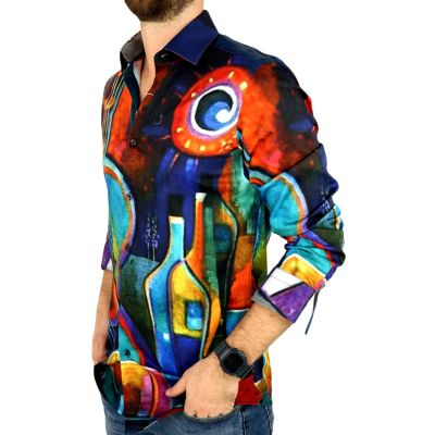 GIOVANNI PERA Koszula męska GP325 kolorowa, muzyczna, oko | Sklep GriShop.eu | Koszule