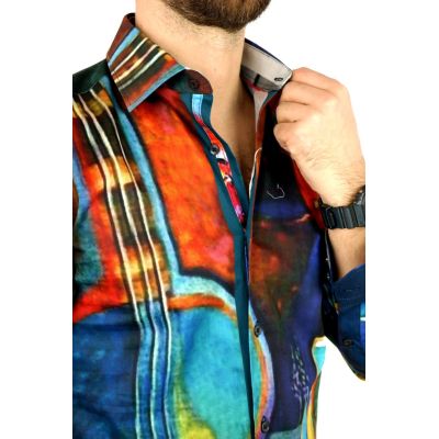 GIOVANNI PERA Koszula męska GP325 kolorowa, muzyczna, oko | Sklep GriShop.eu | Koszule