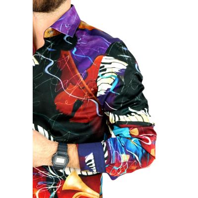 GIOVANNI PERA Koszula męska GP313 kolorowa, muzyczna, klawisze | Sklep GriShop.eu | Koszule