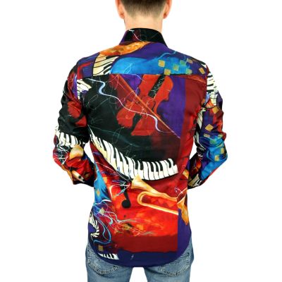 GIOVANNI PERA Koszula męska GP313 kolorowa, muzyczna, klawisze | Sklep GriShop.eu | Koszule