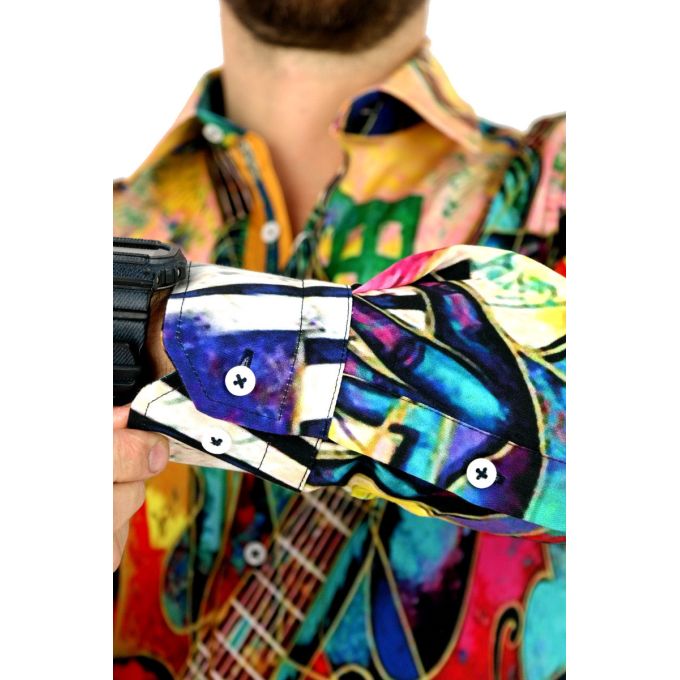 GIOVANNI PERA Koszula męska GP311 kolorowa, gitara, klawisze, muzyczna | Sklep GriShop.eu | Koszule