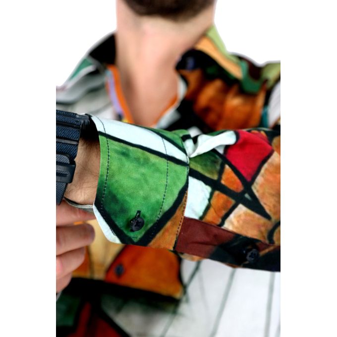 GIOVANNI PERA Koszula męska GP322 kolorowa, klawisze, nutki, muzyczna | Sklep GriShop.eu | Koszule