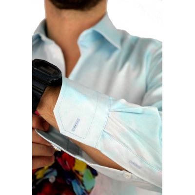 GIOVANNI PERA Koszula męska GP315 niebieska, kolorowa kobieta, twarz | Sklep GriShop.eu | Koszule