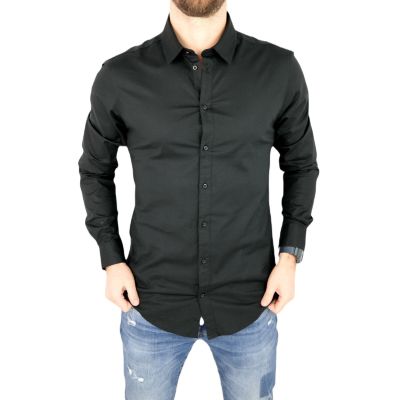 GIOVANNI PERA Koszula męska GP331 elastyczna SUPER SLIM czarna | Sklep GriShop.eu | Koszule