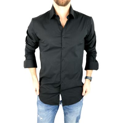 GIOVANNI PERA Koszula męska GP332 elastyczna REGULAR czarna | Sklep GriShop.eu | Koszule