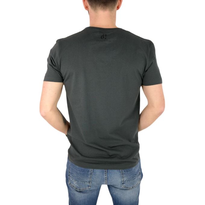 GIOVANNI PERA T-shirt męski szary D617-S w szpic, serek, SŁOJE, logo, elastan | Sklep GriShop.eu | Koszulki