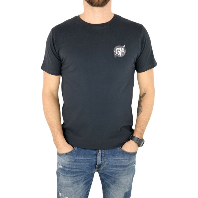 GIOVANNI PERA T-shirt męski granatowy D617-O okrągły, SŁOJE, logo, elastan | Sklep GriShop.eu | Koszulki