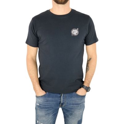 GIOVANNI PERA T-shirt męski granatowy D617-O okrągły, SŁOJE, logo, elastan | Sklep GriShop.eu | Koszulki