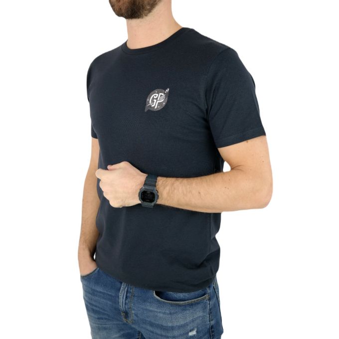 GIOVANNI PERA T-shirt męski granatowy D617-O okrągły, SŁOJE, logo, elastan | Sklep GriShop.eu | Koszulki