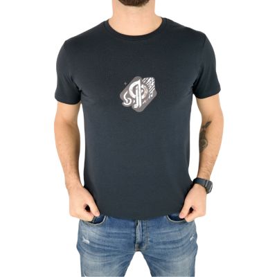 GIOVANNI PERA T-shirt męski granatowy D620-O okrągły, GAZETA, logo, elastan | Sklep GriShop.eu | Koszulki