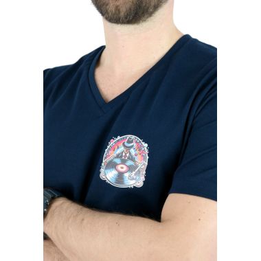 GIOVANNI PERA T-shirt męski granatowy TGP117 w serek, szpic, DJ, muzyczny, elastan | Sklep GriShop.eu | Koszulki 2