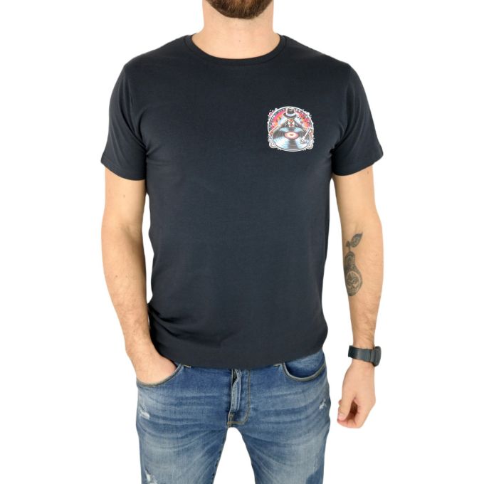 GIOVANNI PERA T-shirt męski granatowy TGP115 okrągły, DJ, muzyczny, elastan | Sklep GriShop.eu | Koszulki