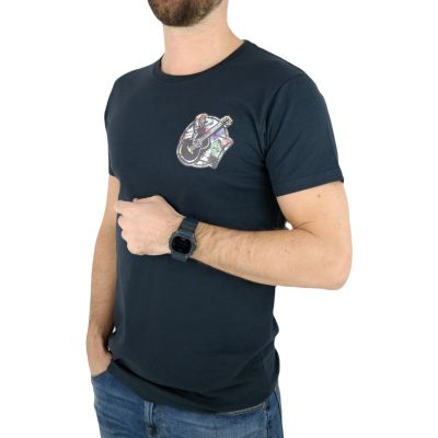 GIOVANNI PERA T-shirt męski granatowy D616-O okrągły, KASETY, gitara, muzyczny, elastan | Sklep GriShop.eu | Koszulki