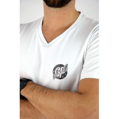 GIOVANNI PERA T-shirt męski biały D617-S serek, w szpic, SŁOJE, elastan | Sklep GriShop.eu | Koszulki 2