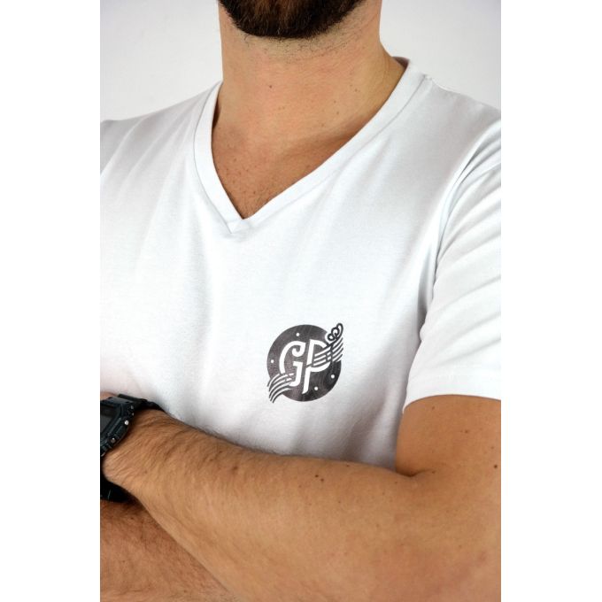 GIOVANNI PERA T-shirt męski biały D617-S serek, w szpic, SŁOJE, elastan | Sklep GriShop.eu | Koszulki