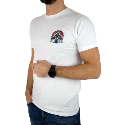 GIOVANNI PERA T-shirt męski biały TGP113 okrągły, DJ, muzyczny, elastan | Sklep GriShop.eu | Koszulki