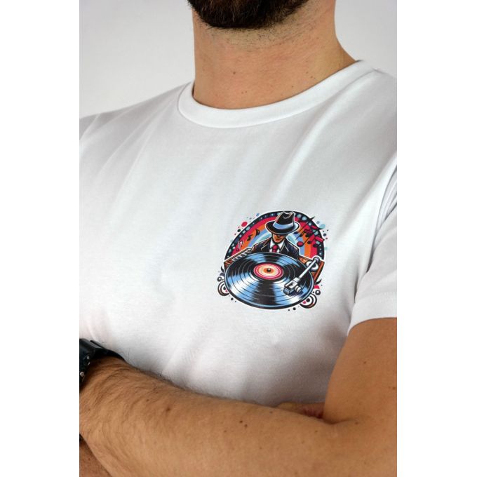 GIOVANNI PERA T-shirt męski biały TGP113 okrągły, DJ, muzyczny, elastan | Sklep GriShop.eu | Koszulki