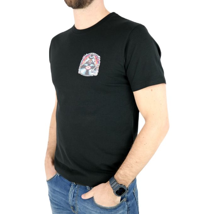 GIOVANNI PERA T-shirt męski czarny TGP114 okrągły, DJ, muzyczny, elastan | Sklep GriShop.eu | Koszulki
