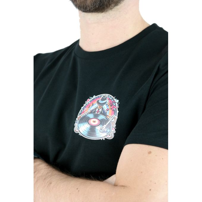 GIOVANNI PERA T-shirt męski czarny TGP114 okrągły, DJ, muzyczny, elastan | Sklep GriShop.eu | Koszulki